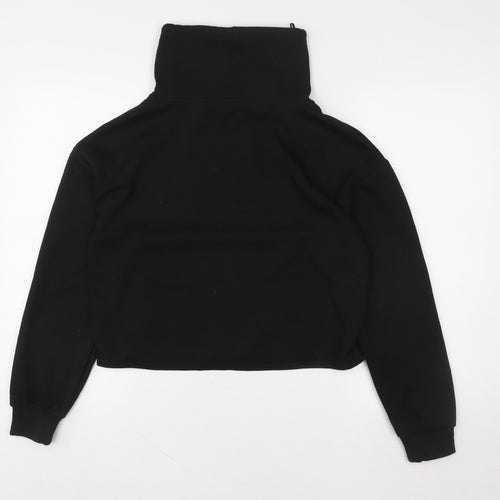 F&F Women Black XS Pullover Polyester Funnel Neck Sweatshirt