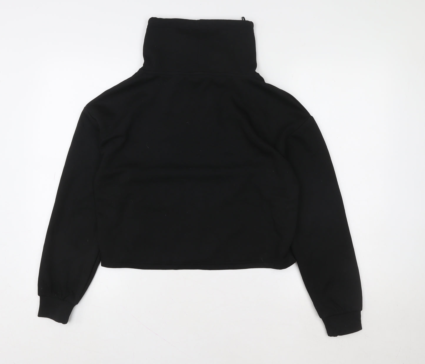 F&F Women Black XS Pullover Polyester Funnel Neck Sweatshirt