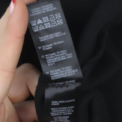 F&F Women Black XS Pullover Polyester Funnel Neck Sweatshirt