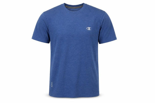 Front view of Champion Men’s Blue Vapor Cotton Regular Fit Crew Neck T-Shirt, size S