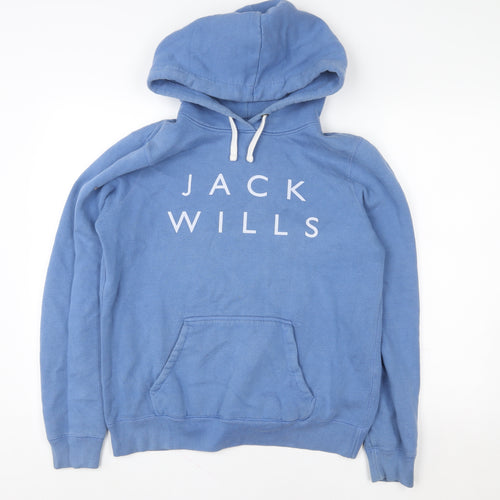 Jack Wills Women's Blue Pullover Hoodie Size 14 Cotton Blend