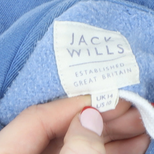 Jack Wills Women's Blue Pullover Hoodie Size 14 Cotton Blend