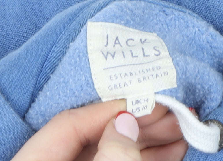 Jack Wills Women's Blue Pullover Hoodie Size 14 Cotton Blend