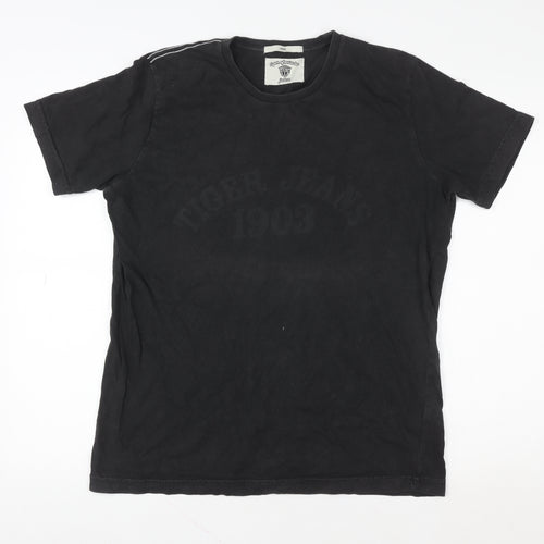 Tiger of Sweden Men's Black Cotton Crew Neck Logo T-Shirt Size L