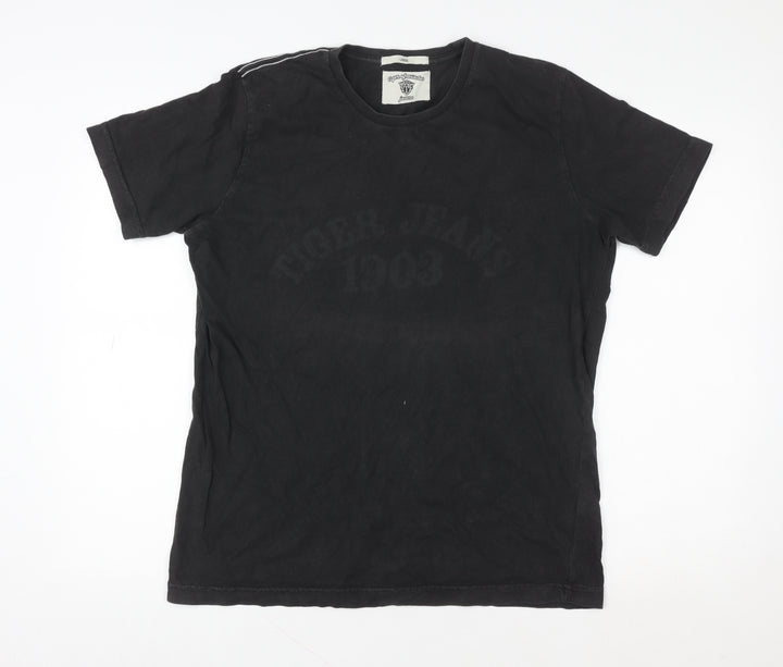 Tiger of Sweden Men's Black Cotton Crew Neck Logo T-Shirt Size L