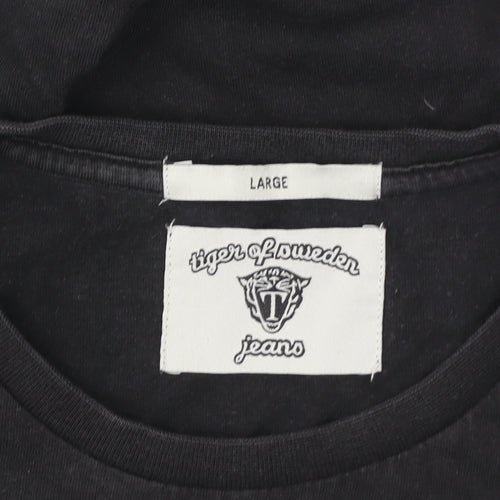 Tiger of Sweden Men's Black Cotton Crew Neck Logo T-Shirt Size L