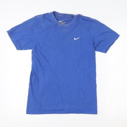 Nike Men's Blue Small Crew Neck Cotton Sports T-Shirt