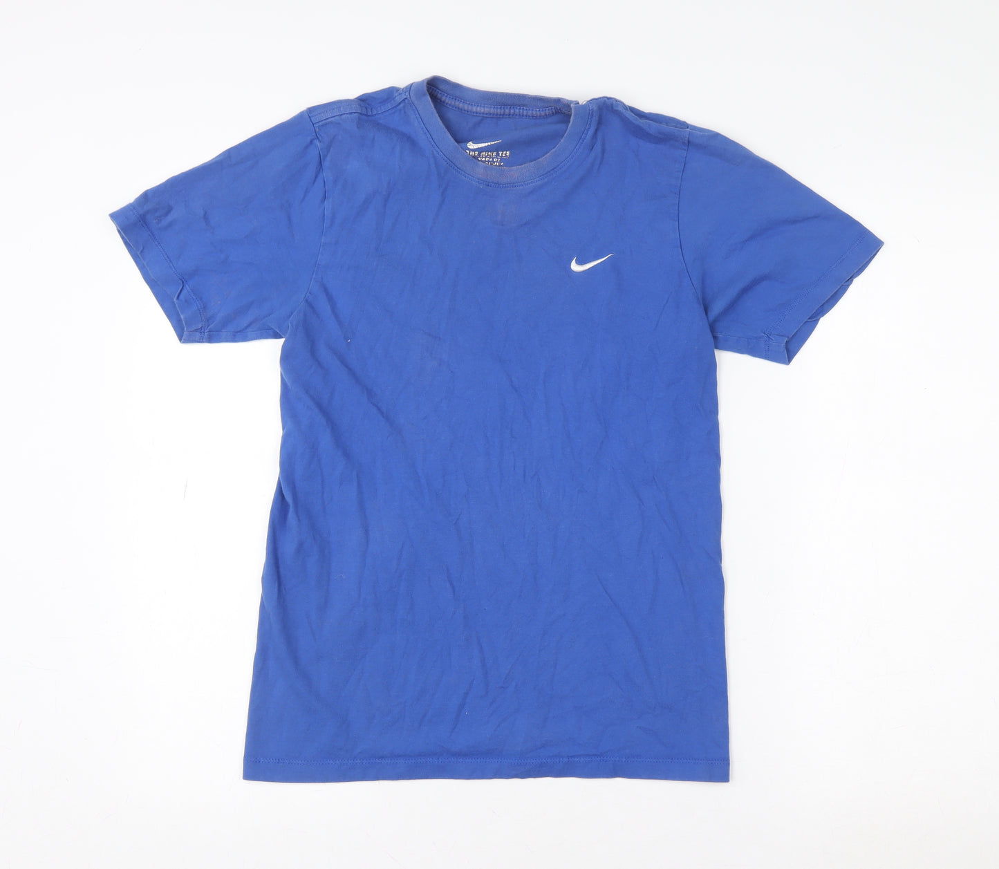 Nike Men's Blue Small Crew Neck Cotton Sports T-Shirt