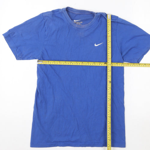 Nike Men's Blue Small Crew Neck Cotton Sports T-Shirt