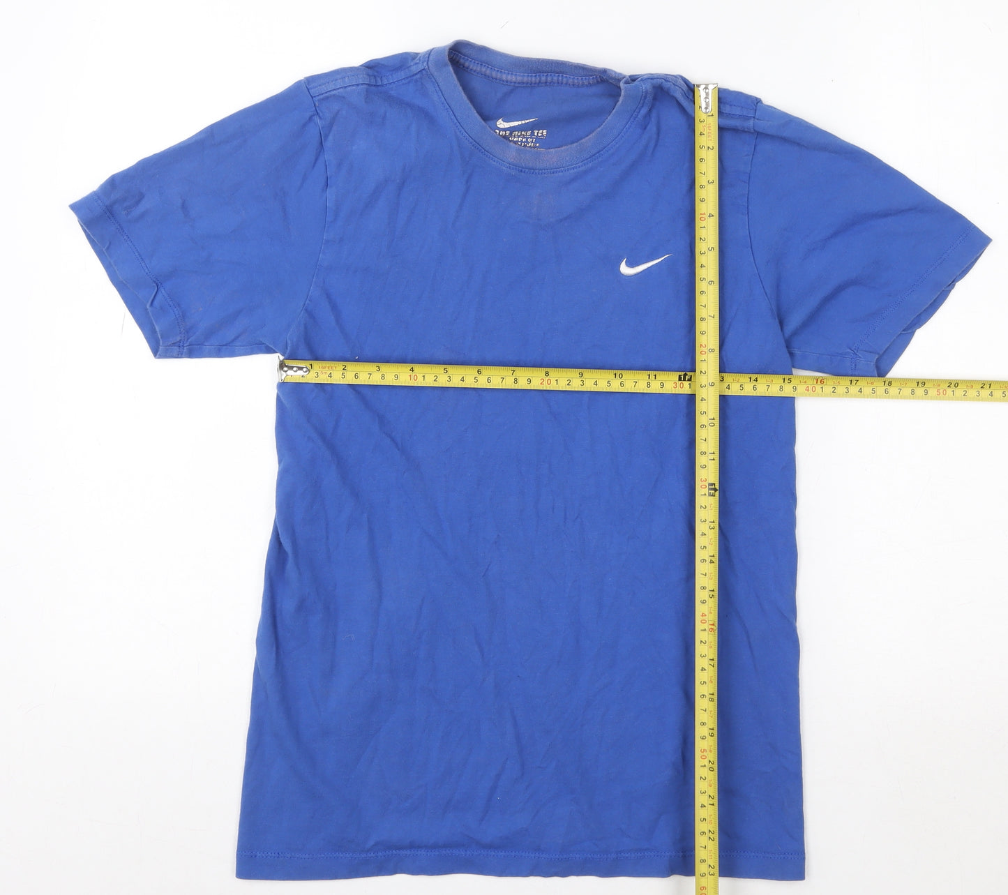 Nike Men's Blue Small Crew Neck Cotton Sports T-Shirt