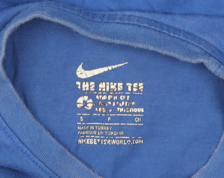 Nike Men's Blue Small Crew Neck Cotton Sports T-Shirt
