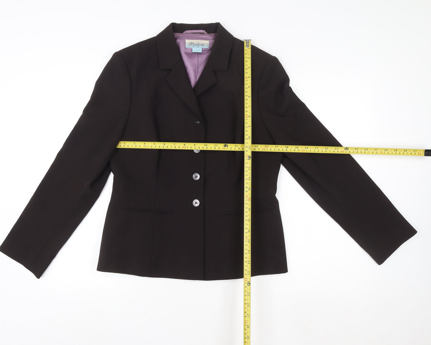 Monsoon Women Black Tailored Blazer UK 12 Classic Fit