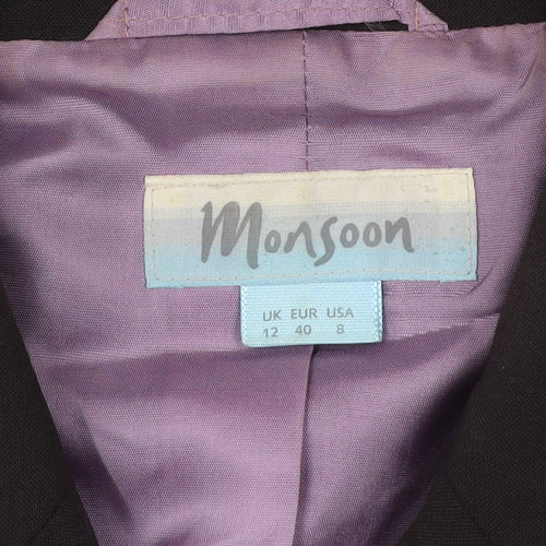 Monsoon Women Black Tailored Blazer UK 12 Classic Fit