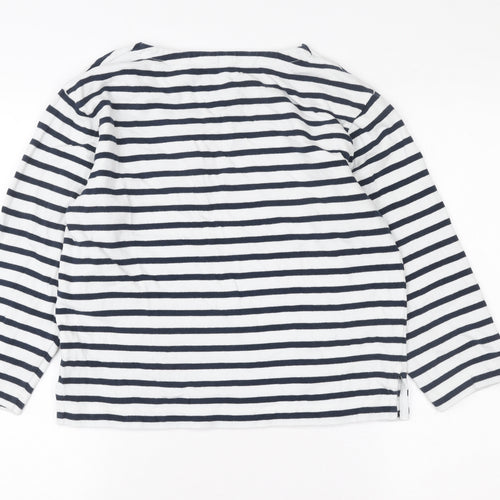 Jigsaw Women’s White Navy Stripe Love Embroidered Cotton Jumper XS
