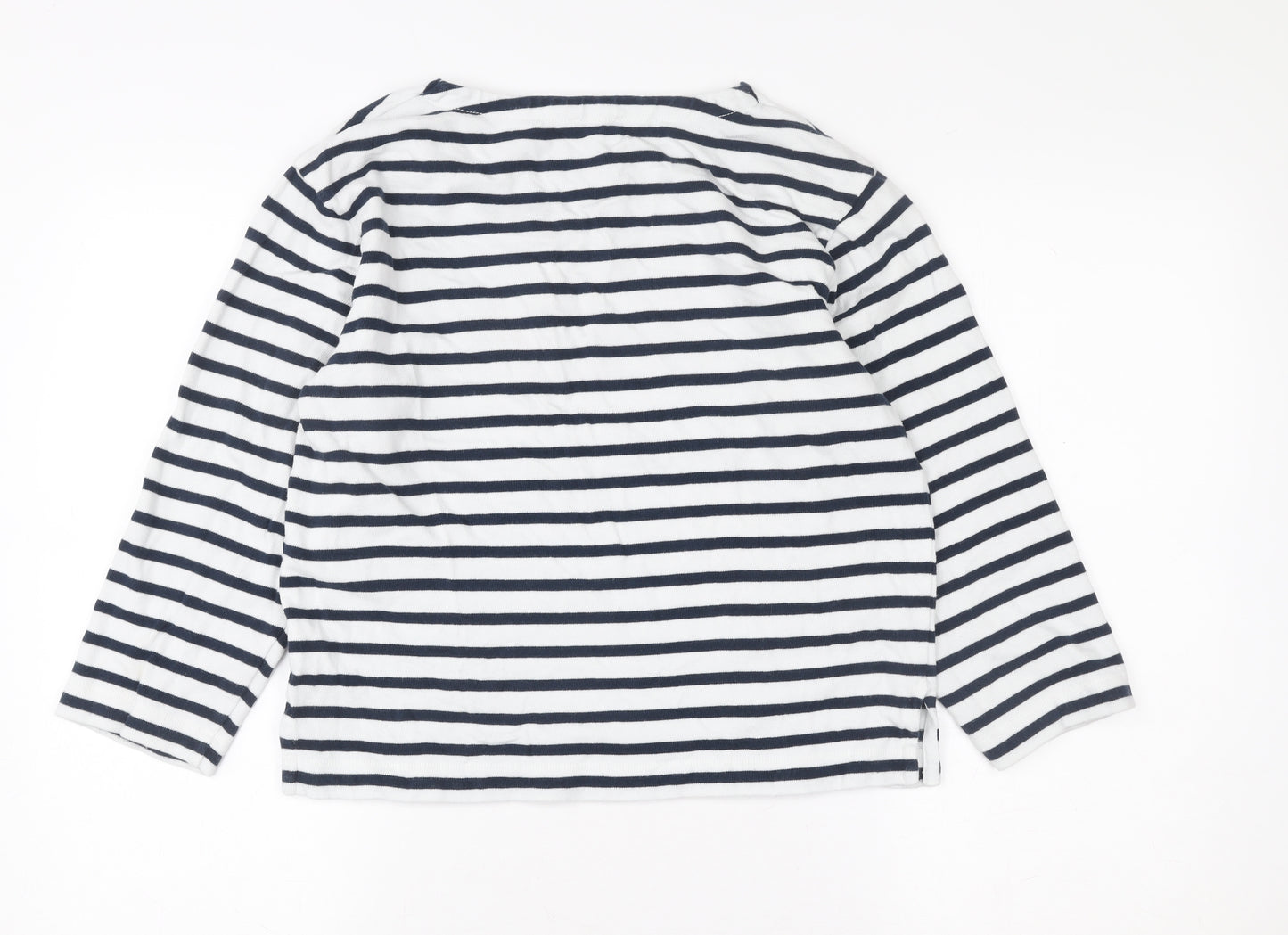 Jigsaw Women’s White Navy Stripe Love Embroidered Cotton Jumper XS