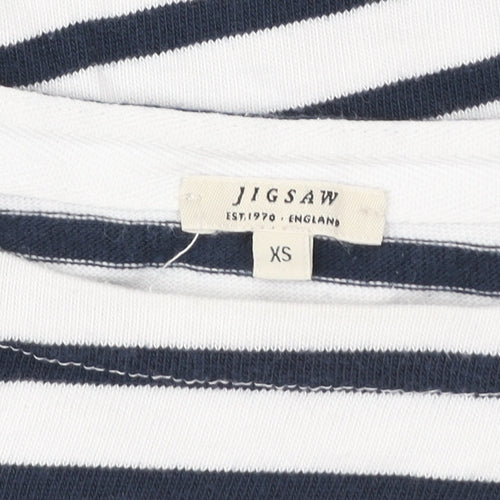 Jigsaw Women’s White Navy Stripe Love Embroidered Cotton Jumper XS