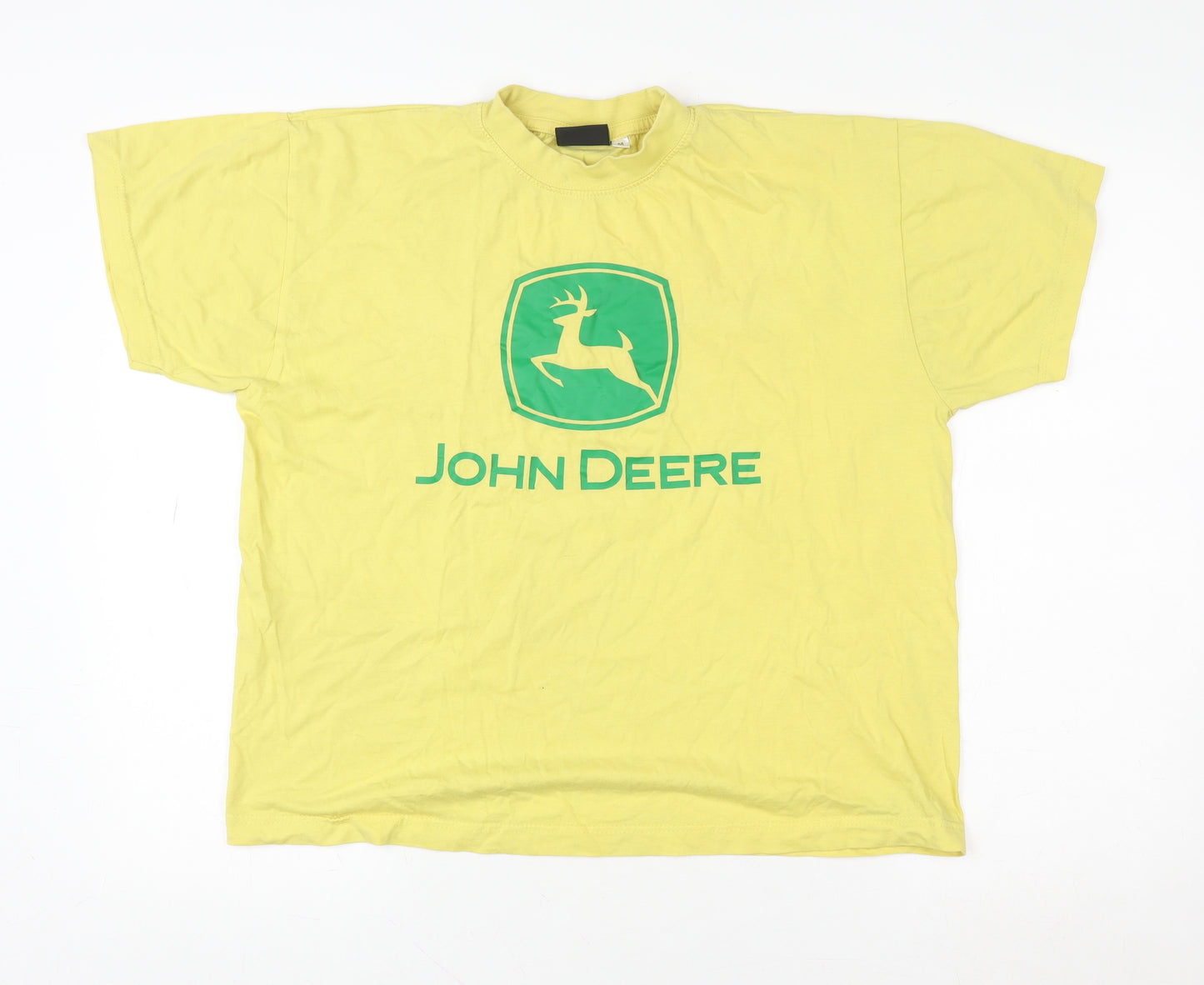 John Deere Men's Yellow Cotton Graphic Logo T-Shirt Size M