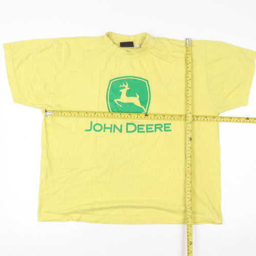 John Deere Men's Yellow Cotton Graphic Logo T-Shirt Size M