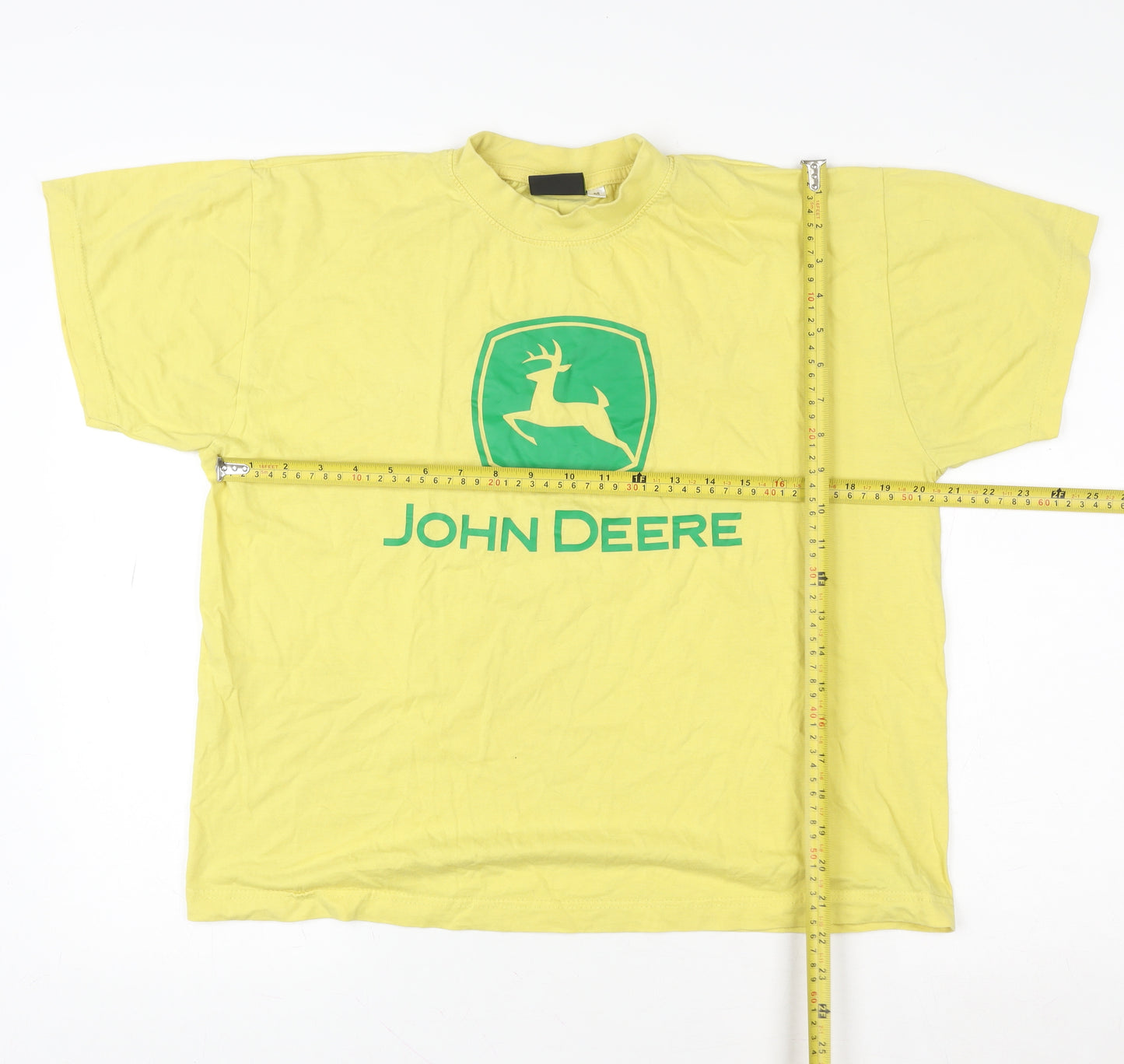 John Deere Men's Yellow Cotton Graphic Logo T-Shirt Size M