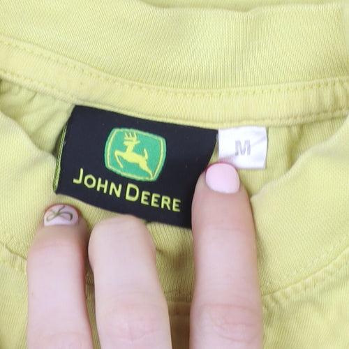 John Deere Men's Yellow Cotton Graphic Logo T-Shirt Size M