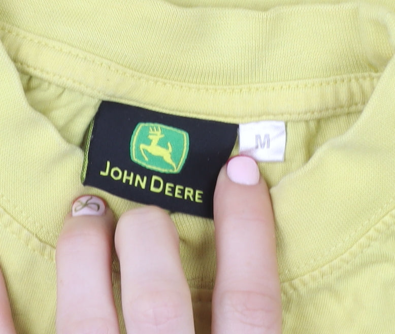 John Deere Men's Yellow Cotton Graphic Logo T-Shirt Size M