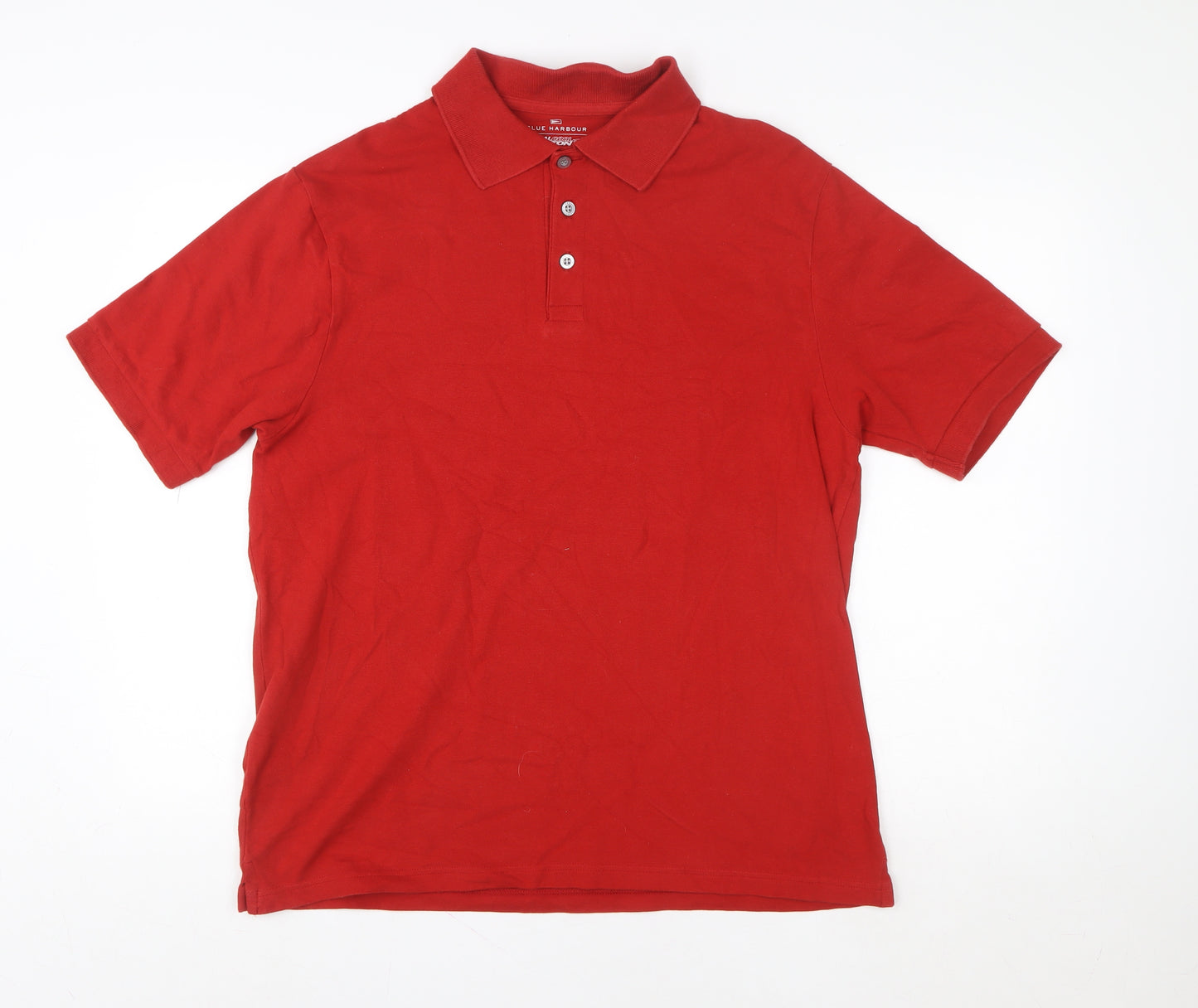 Marks and Spencer Red Men's Large Cotton Elastane Polo Shirt