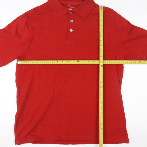 Marks and Spencer Red Men's Large Cotton Elastane Polo Shirt