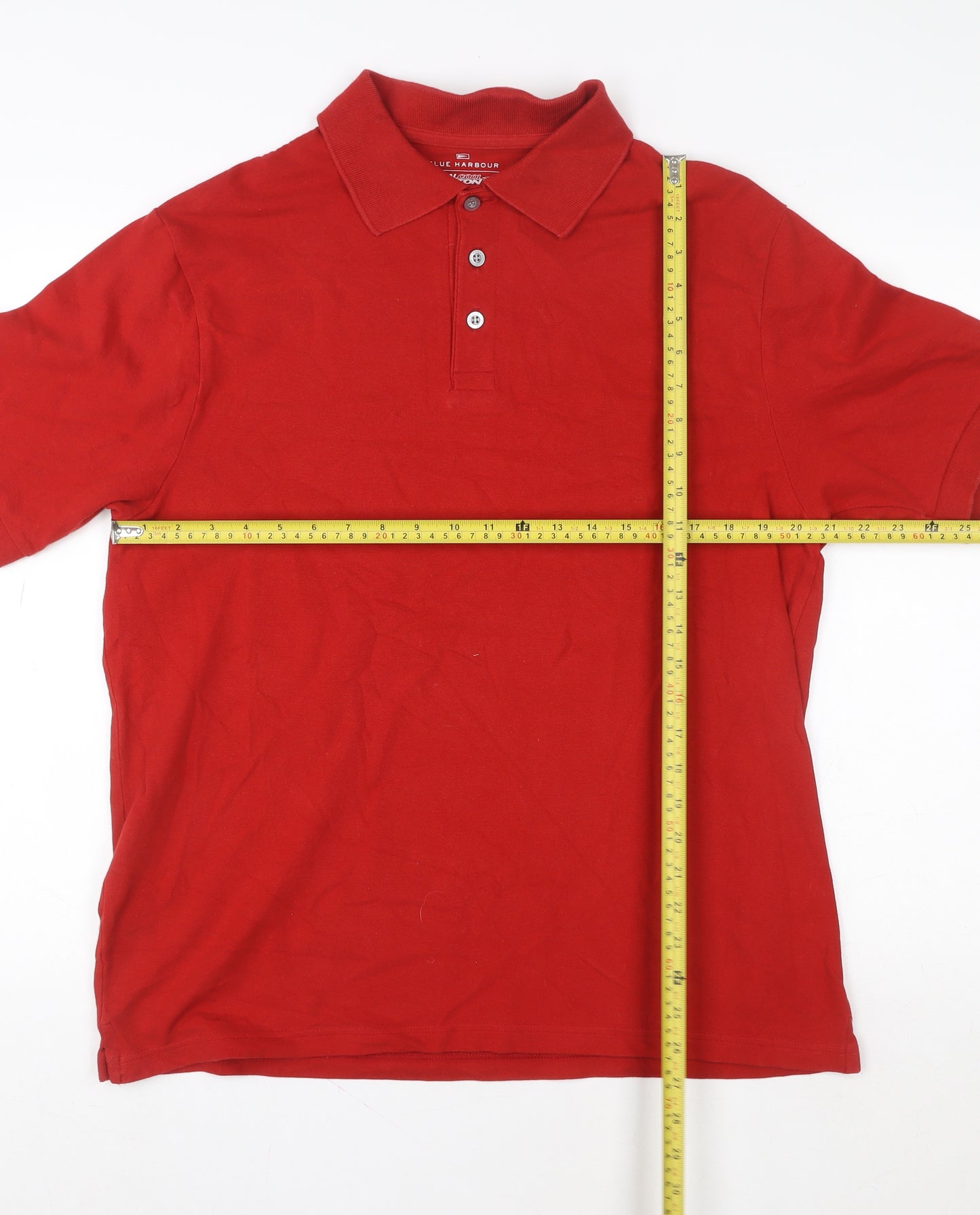 Marks and Spencer Red Men's Large Cotton Elastane Polo Shirt
