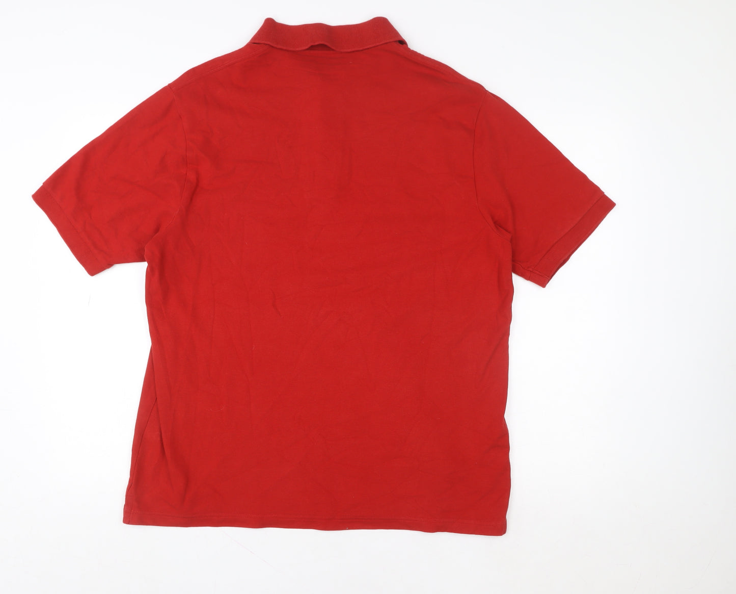 Marks and Spencer Red Men's Large Cotton Elastane Polo Shirt