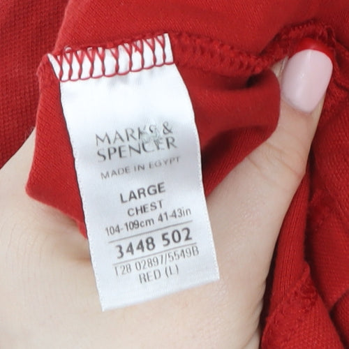 Marks and Spencer Red Men's Large Cotton Elastane Polo Shirt