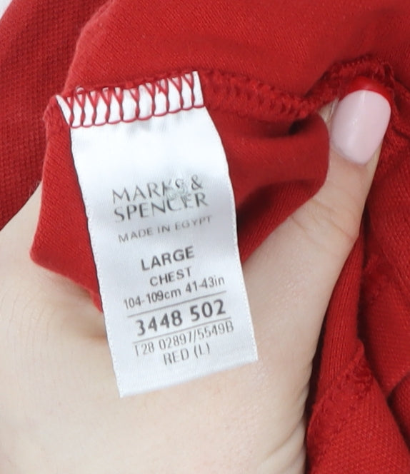 Marks and Spencer Red Men's Large Cotton Elastane Polo Shirt