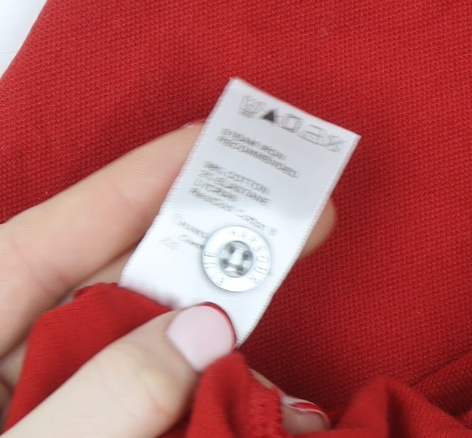 Marks and Spencer Red Men's Large Cotton Elastane Polo Shirt