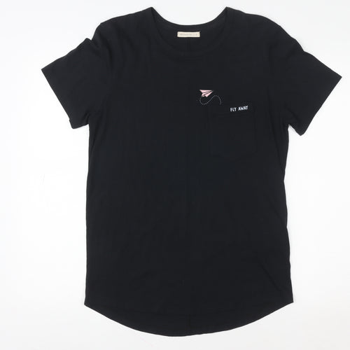98 Coast Av. Women's Black Cotton Embroidered T-Shirt M