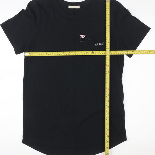98 Coast Av. Women's Black Cotton Embroidered T-Shirt M