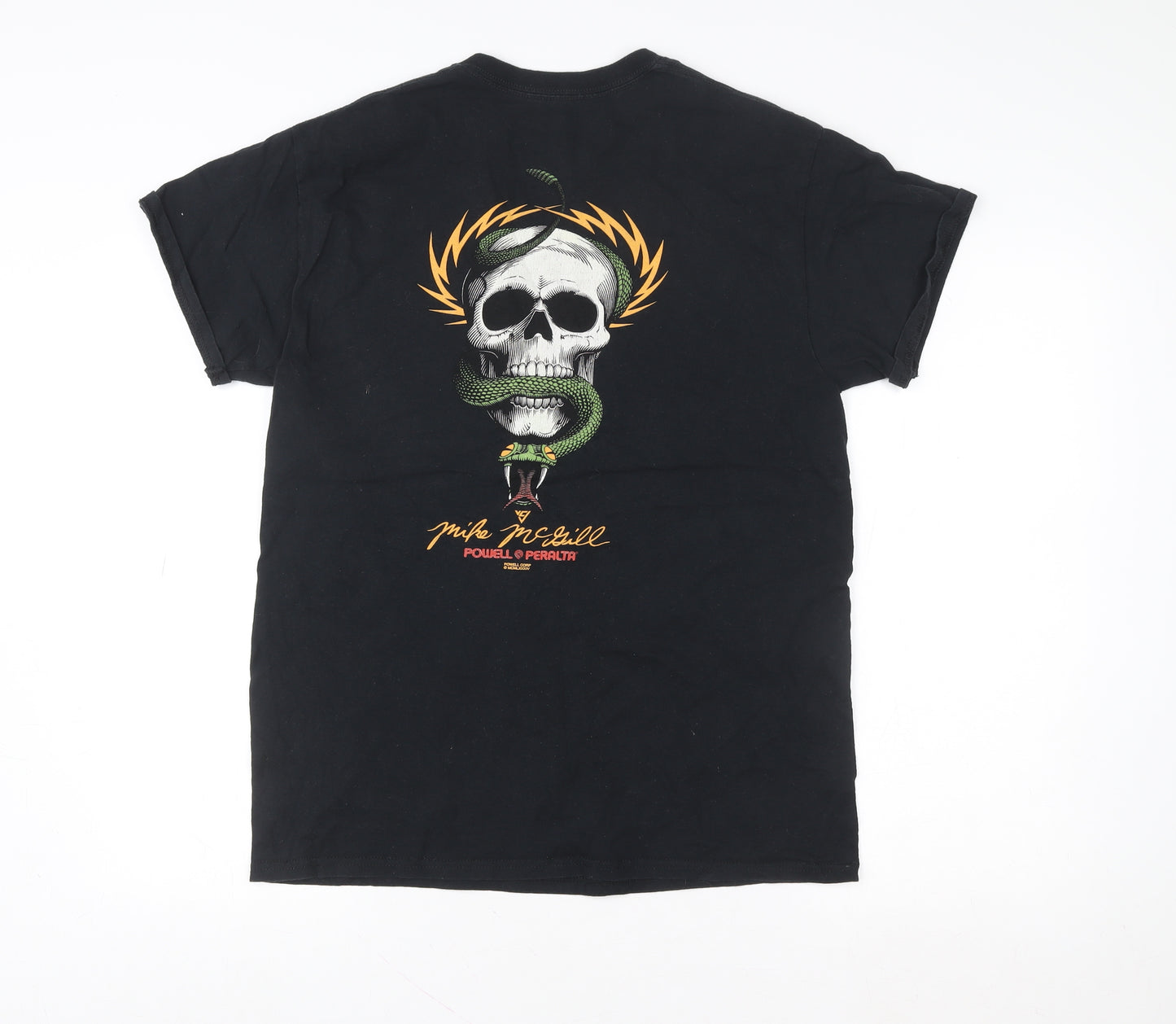 Powell Peralta Men’s Black Medium Skull Snake Graphic T-Shirt