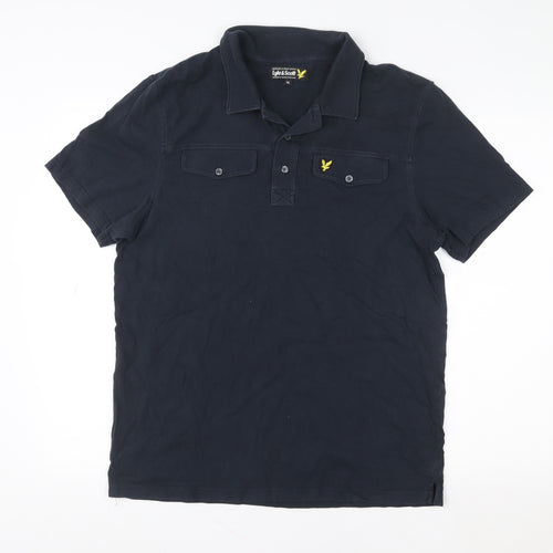 Lyle & Scott Men's Blue XL Regular Fit Cotton Polo Shirt