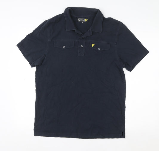 Lyle & Scott Men's Blue XL Regular Fit Cotton Polo Shirt