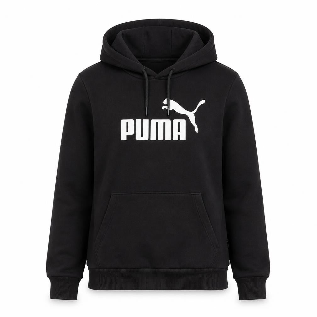 Front view of Puma Women Black Pullover Hoodie Medium Logo Sportswear
