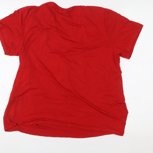 Just Elegance Women’s Red Rhinestone Bow Short Sleeve Viscose Top Size S