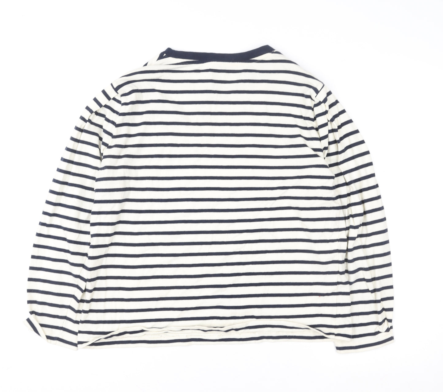 MNG Women Blue & White Striped Pullover Sweatshirt XL Cotton