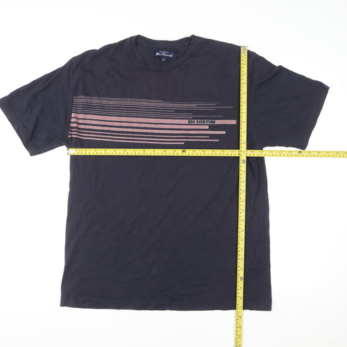 Ben Sherman Unisex Blue 2XL Basic Striped Cotton T-Shirt