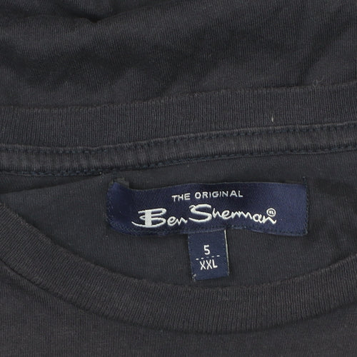 Ben Sherman Unisex Blue 2XL Basic Striped Cotton T-Shirt
