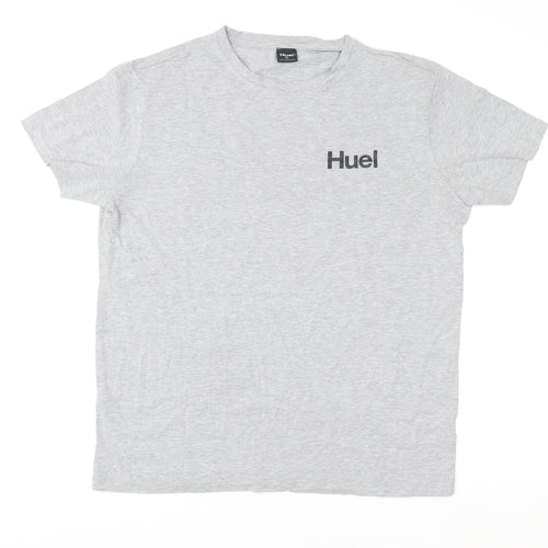 Huel Men's Grey XL Crew Neck Short Sleeve Cotton T-Shirt