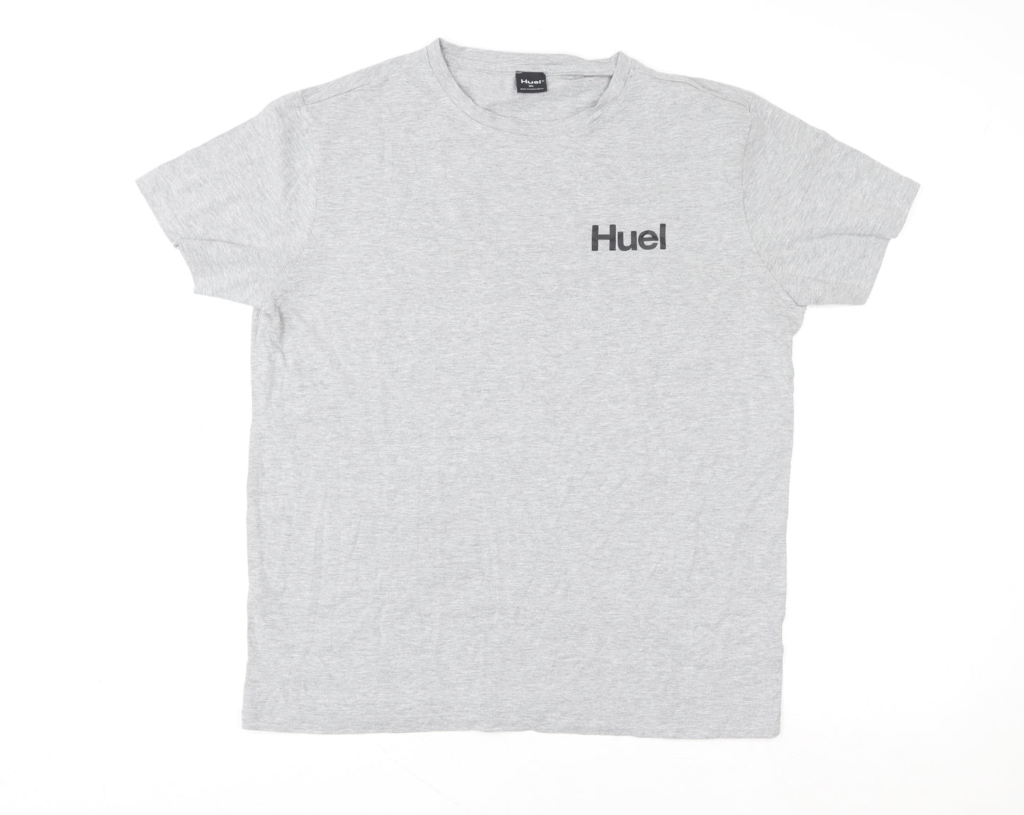 Huel Men's Grey XL Crew Neck Short Sleeve Cotton T-Shirt