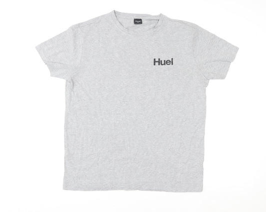 Huel Men's Grey XL Crew Neck Short Sleeve Cotton T-Shirt