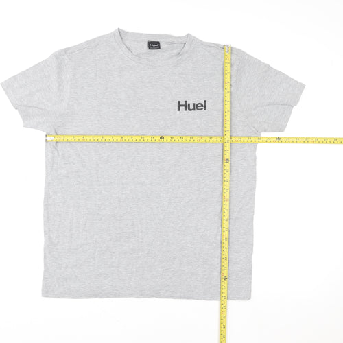 Huel Men's Grey XL Crew Neck Short Sleeve Cotton T-Shirt