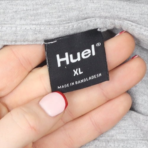 Huel Men's Grey XL Crew Neck Short Sleeve Cotton T-Shirt