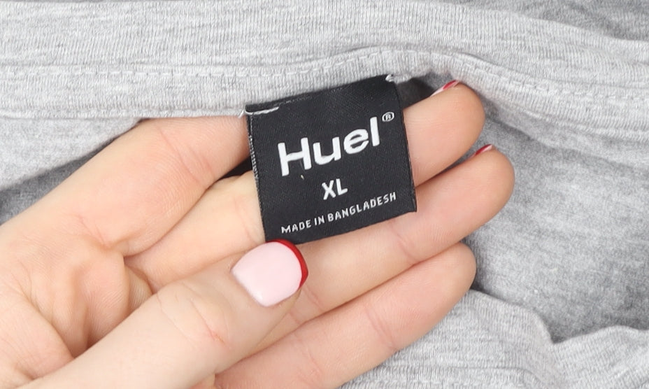 Huel Men's Grey XL Crew Neck Short Sleeve Cotton T-Shirt