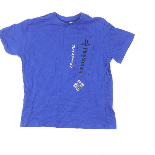 Primark Boys Blue PlayStation Graphic T-Shirt 8-9 Years Casual Short Sleeve