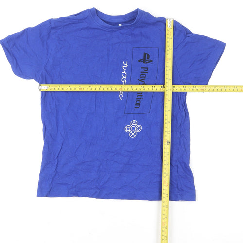 Primark Boys Blue PlayStation Graphic T-Shirt 8-9 Years Casual Short Sleeve